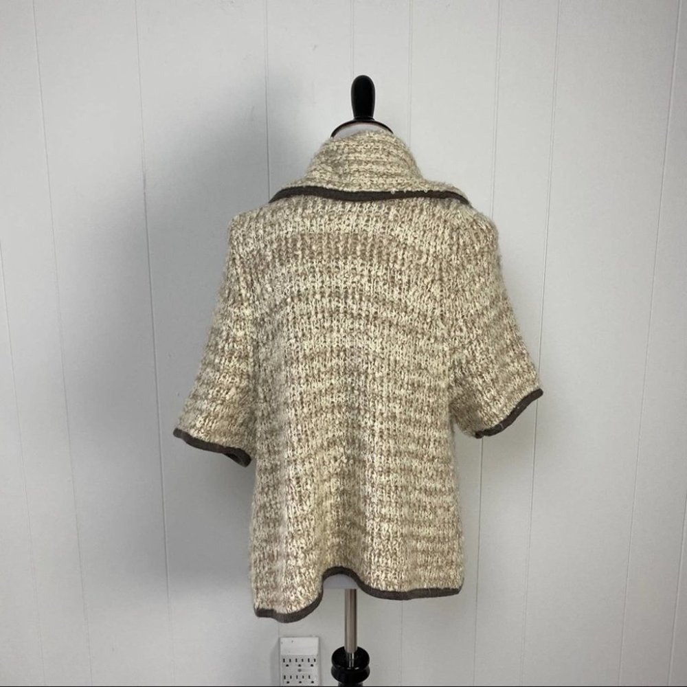 Loft Open Front  Oversized Tan Cardigan Wool Mohair Alpaca Blend - Picture 5 of 12
